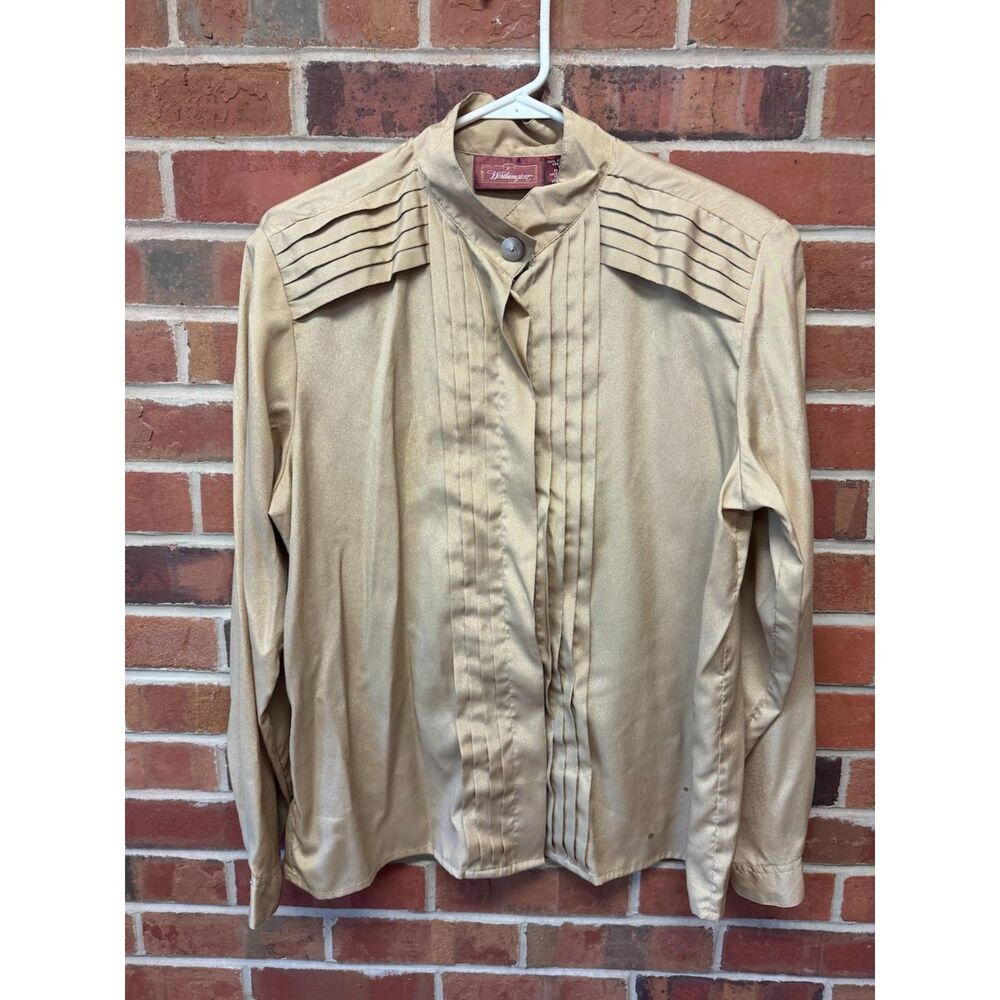 Worthington Gold Pleated Button Blouse Size 14